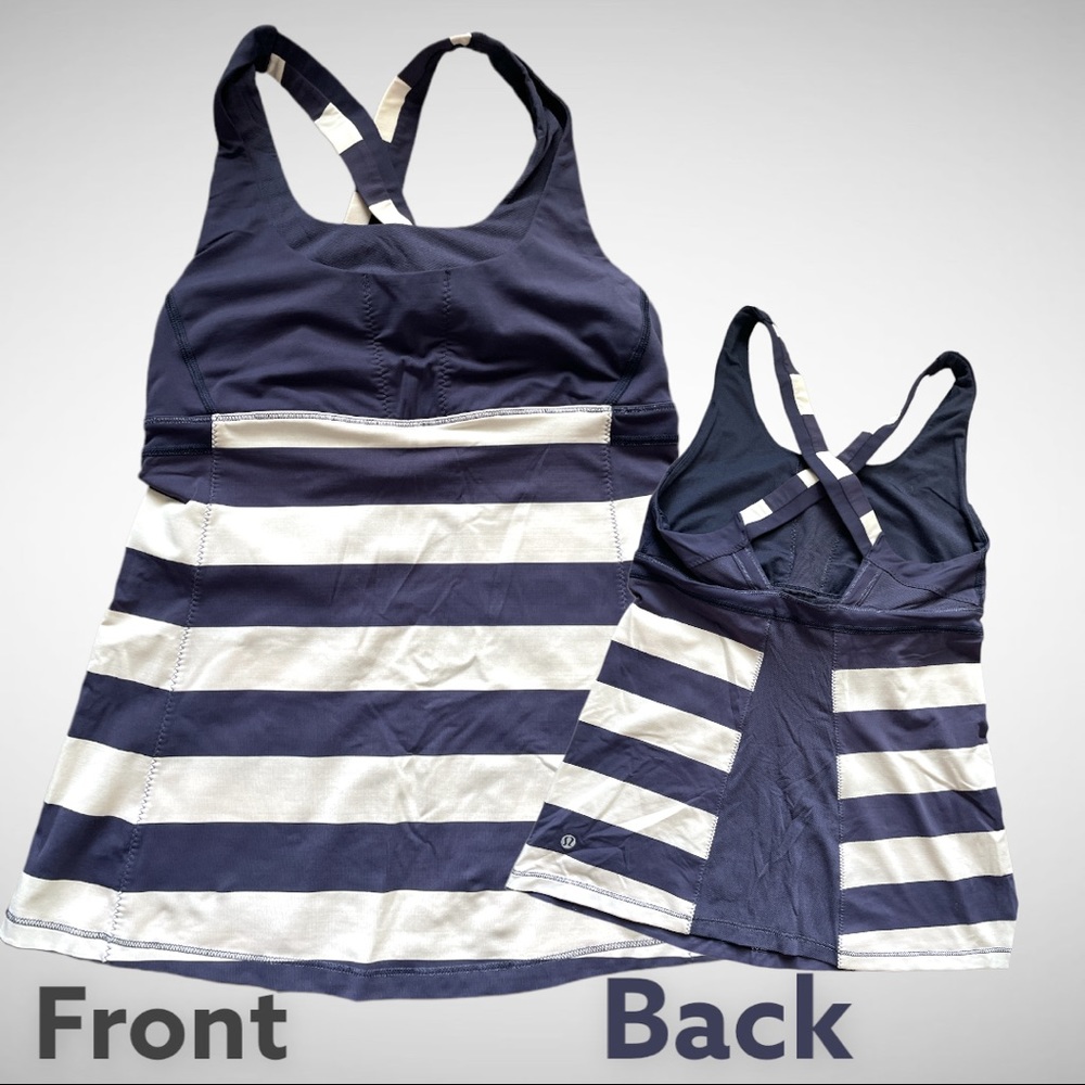 Lululemon Navy & White Striped Tank Top